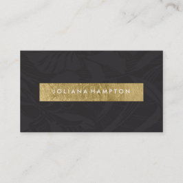 Moderne schwarze Blumengoldfolien-Luxe Visitenkarte