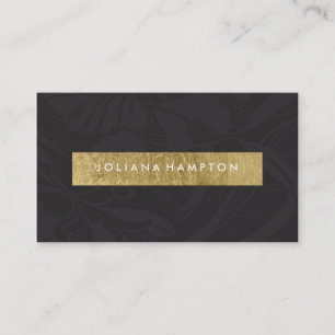 Moderne schwarze Blumengoldfolien-Luxe Visitenkarte