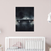 Moderne schwarze BMW-Autowasserfarbenkunst – Minim