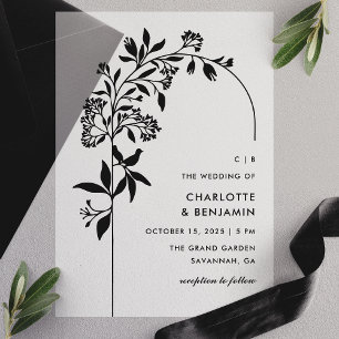 Moderne Schwarze Botanische Botanische Hochzeit
