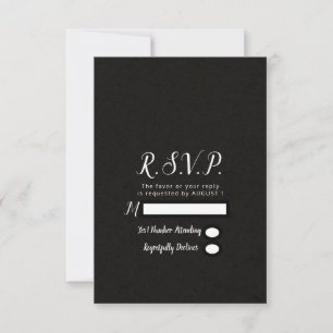Moderne schwarze chic-minimalistische Hochzeits-RS RSVP Karte