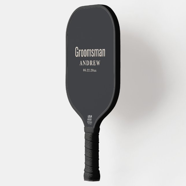 Moderne schwarze Custom Groom Squad Pickleball Pad Schläger (Links)