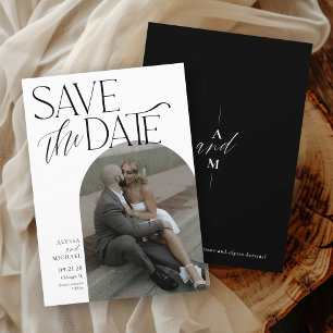 Moderne schwarze einfache Architektur-Foto elegant Save The Date