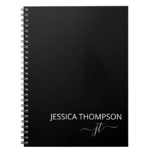 Moderne schwarze einfache Schrift girly Monogramm Notizblock