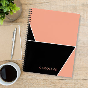 Moderne schwarze elegante trendige personalisierte notizbuch