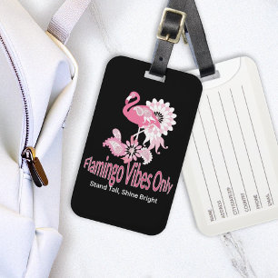 Moderne schwarze fantastische tropische Vogel Rosa Gepäckanhänger