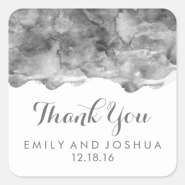 Moderne schwarze Farbe | Hochzeit Quadratischer Aufkleber (Vorderseite)