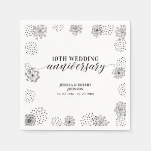 Moderne schwarze Feier zum 10. Hochzeitstag Serviette