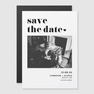 Moderne schwarze fette Typografie Foto Save-the-Da Magneteinladung