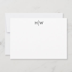 Moderne Schwarze Flachnotierkarte für Monogramm Mitteilungskarte