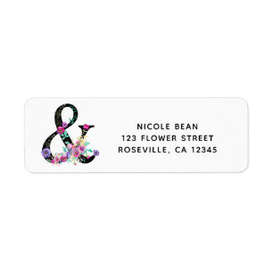 Moderne Schwarze Florale Hochzeit mit Ampersand im