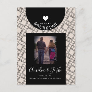 Moderne schwarze Formen Muster Save the Date Postc Postkarte