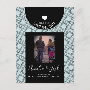 Moderne schwarze Formen Muster Save the Date Postc Postkarte