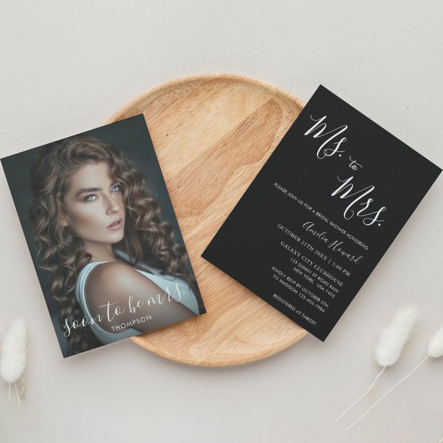 Moderne Schwarze Frau mit Foto Brautparty Einladung (Von Creator hochgeladen)