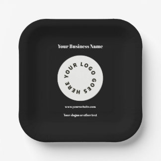 Moderne schwarze Fügen Sie Ihr Logo hinzu  Pappteller