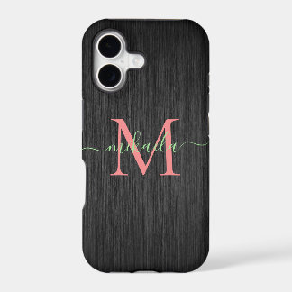 Moderne schwarze gebürstete Metall-Roségold-Monogr