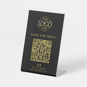 Moderne schwarze Geschäft-Logo kontaktlose QR-Code Sockelschild