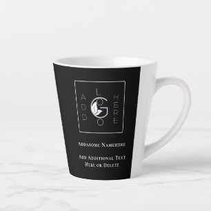 Moderne schwarze Geschäftswerbung mit Ihrem Logo Milchtasse