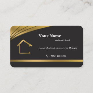 Moderne schwarze Gold-Architekten-Visitenkarte Visitenkarte
