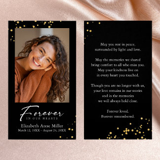 Moderne schwarze Gold-Glitter-Fotogedenkkarte