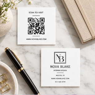 Moderne schwarze Gold-QR-Code-Quadrat-Geschäftskar Quadratische Visitenkarte