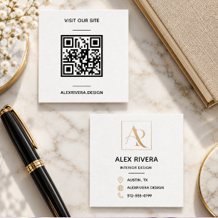 Moderne schwarze Gold-QR-Code-Quadrat-Geschäftskar Quadratische Visitenkarte