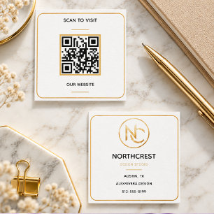 Moderne schwarze Gold-QR-Code-Quadrat-Geschäftskar Quadratische Visitenkarte