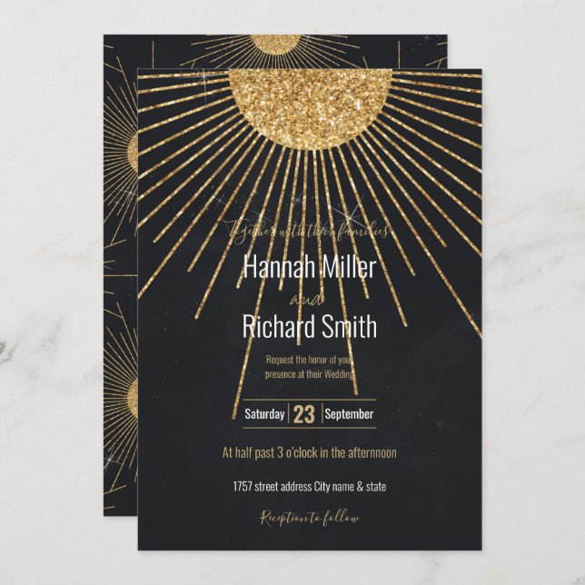 Moderne schwarze Gold-Shinting-Sonne (Vorne/Hinten)