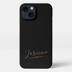 Moderne schwarze Gold-weibliche Schreibschrift iPhone 13 Hülle