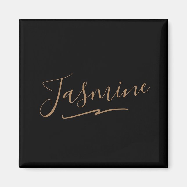 Moderne schwarze Gold-weibliche Schreibschrift Magnet (Vorne)