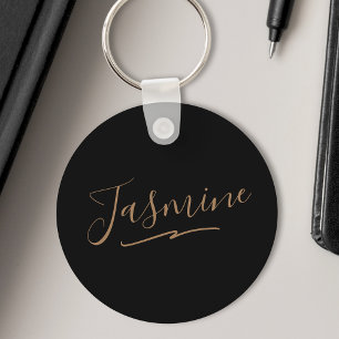 Moderne schwarze Gold-weibliche Schreibschrift Schlüsselanhänger