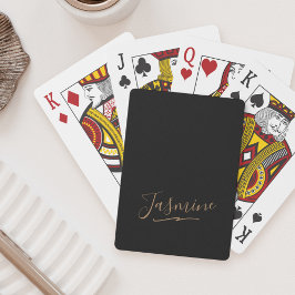 Moderne schwarze Gold-weibliche Schreibschrift Spielkarten