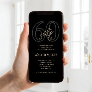 Moderne Schwarze Goldene 60. Geburtstags-Mobile Ei Ankündigung