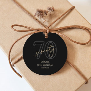 Moderne Schwarze Goldene 70. Geburtstags-Partygesc Geschenkanhänger