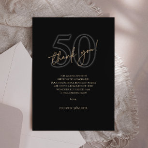 Moderne Schwarze Goldene Dankeskkarte zum 50. Gebu Dankeskarte