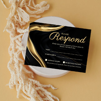 Moderne schwarze Goldene Geschäftsevent-RSVP-Karte Dankeskarte