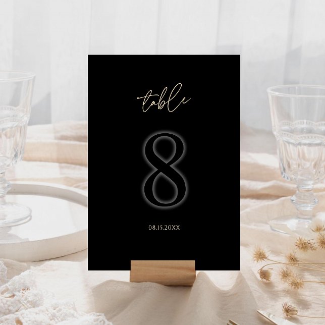 Moderne Schwarze Goldene Tischnummer 8 Minimalisti (Modern Black Gold Table Number 8 Minimalist Luxury
)