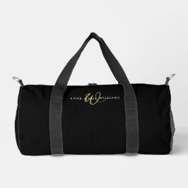 Moderne schwarze Goldschrift-Monogramm Duffle Bag