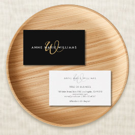 Moderne schwarze Goldschrift-Monogramm Geschäft Visitenkarte