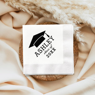 Moderne schwarze Graduiertenmütze 2026 Abschlussfe Serviette