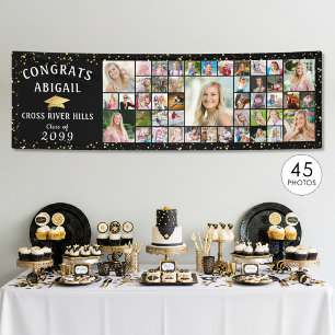 Moderne schwarze GRATULIERE ABSOLVENT 45-Foto-Coll Banner