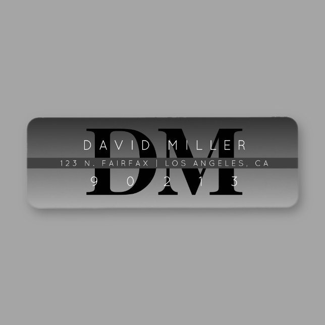 Moderne schwarze graue Gradient-Rücksendeadresse (Von Creator hochgeladen)