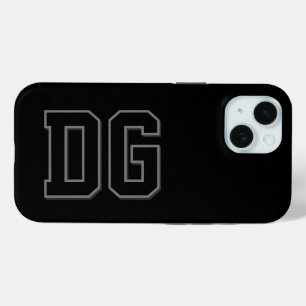 Moderne schwarze graue Monogramm-Initialen Case-Mate iPhone Hülle