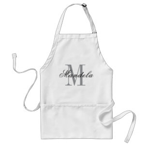 Moderne schwarze graue Schriftzug-Monogramm-Name-D Schürze