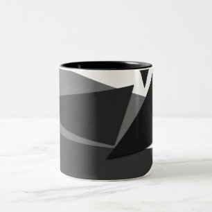Moderne schwarze, graue u. weiße geometrische zweifarbige tasse