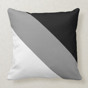Moderne schwarze, graue und weiße diagonale Streif Kissen