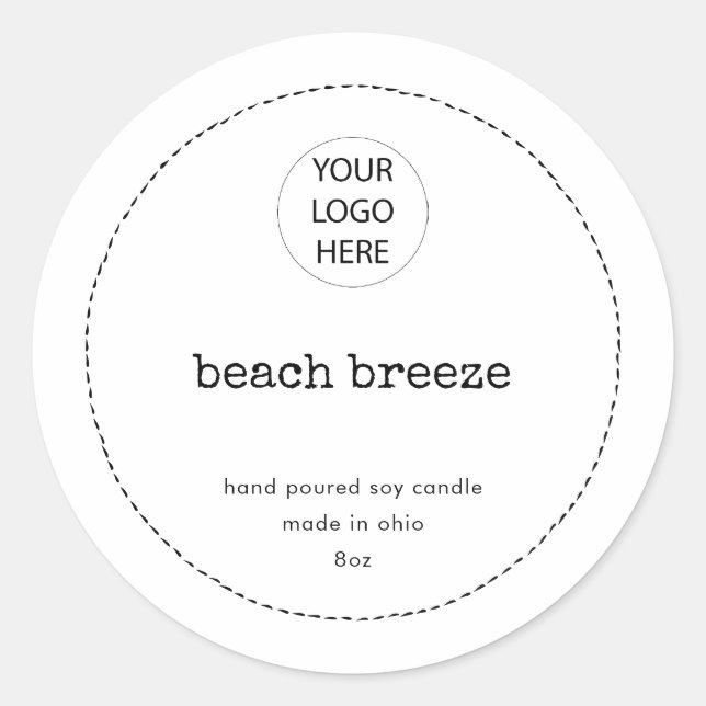 Moderne schwarze Grenzkerzen Kosmetik für Ihr Logo Runder Aufkleber (Vorderseite)