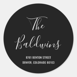 Moderne Schwarze Großnamen Rücksendeadresse Runder Aufkleber