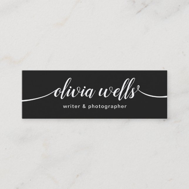 Moderne schwarze handgeschriebene Script-Kalligraf Mini Visitenkarte (Vorderseite)