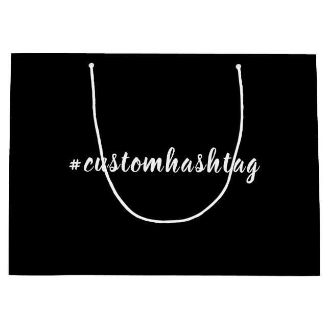 Moderne schwarze Hashtag-Script-Design Große Geschenktüte (Vorderseite)